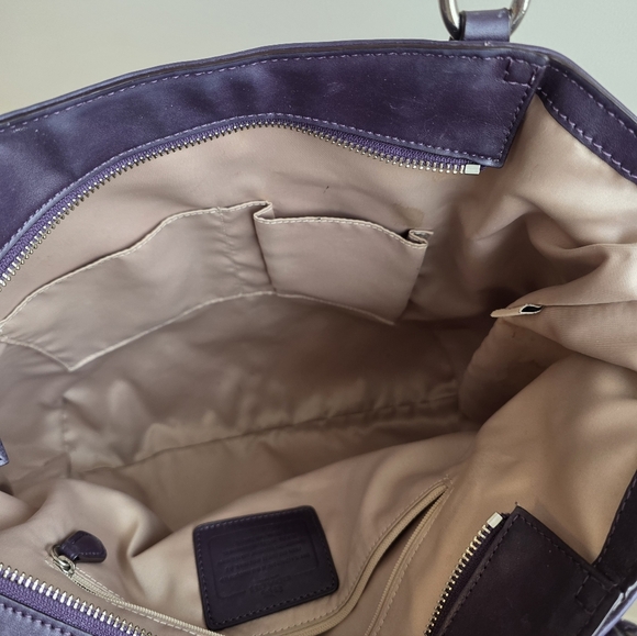 Coach Purple Leather Shoulder Bag with Silver Hardware - Picture 5 of 13